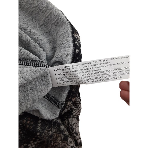 Zara Womens Gray Black Snakeskin Reptile Print Peplum Top Short Sleeve S - Picture 6 of 6